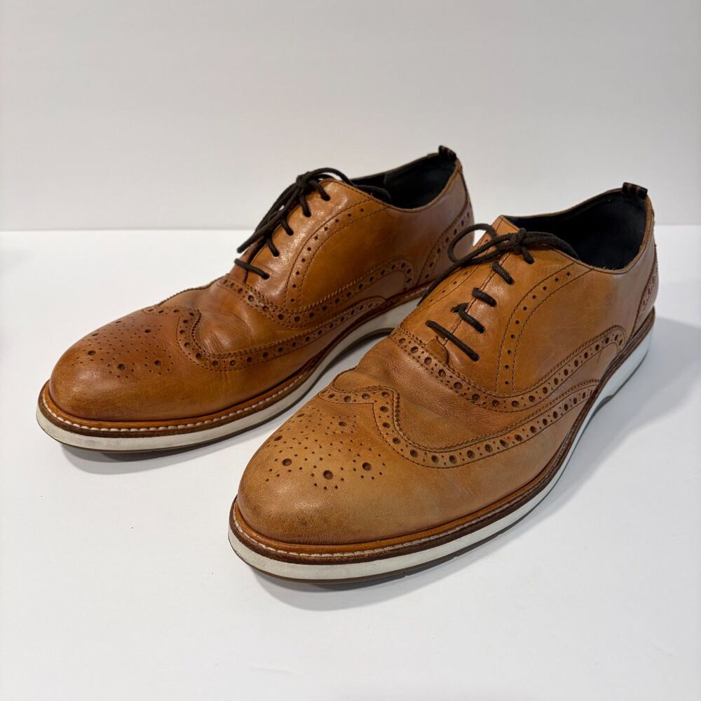 COLE HAAN Original Tan Grand Wingtip Oxford Dress Shoes Mens 13 US Workwear